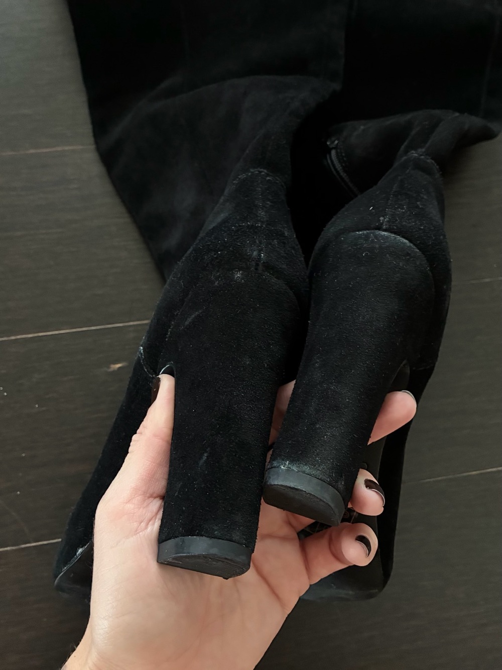 Black suede over the knee boots - Picture 5 of 10